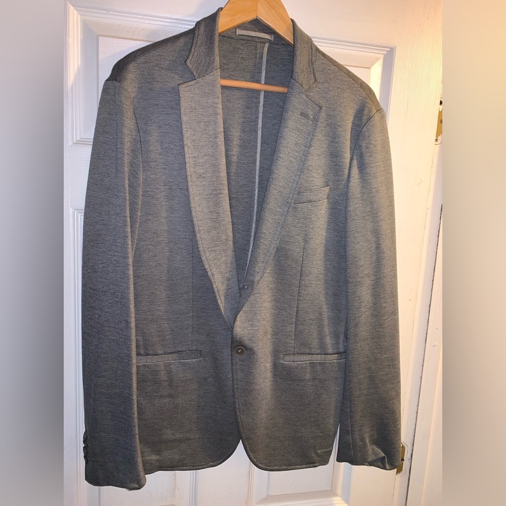 Micahel Kors Mens Slim Fit Ponte Blazer Size Medium Gray Soft Knit Stretch